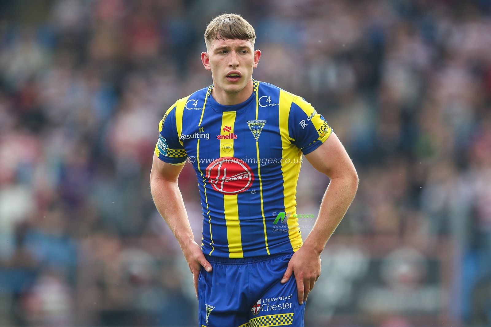 Matty Nicholson of Warrington Wolves during the Betfred Super League Round 13 match Warrington Wolves vs Wigan Warriors at Halliwell Jones Stadium, Warrington, United Kingdom, 1st June 2024

(Photo by Gareth Evans/News Images)