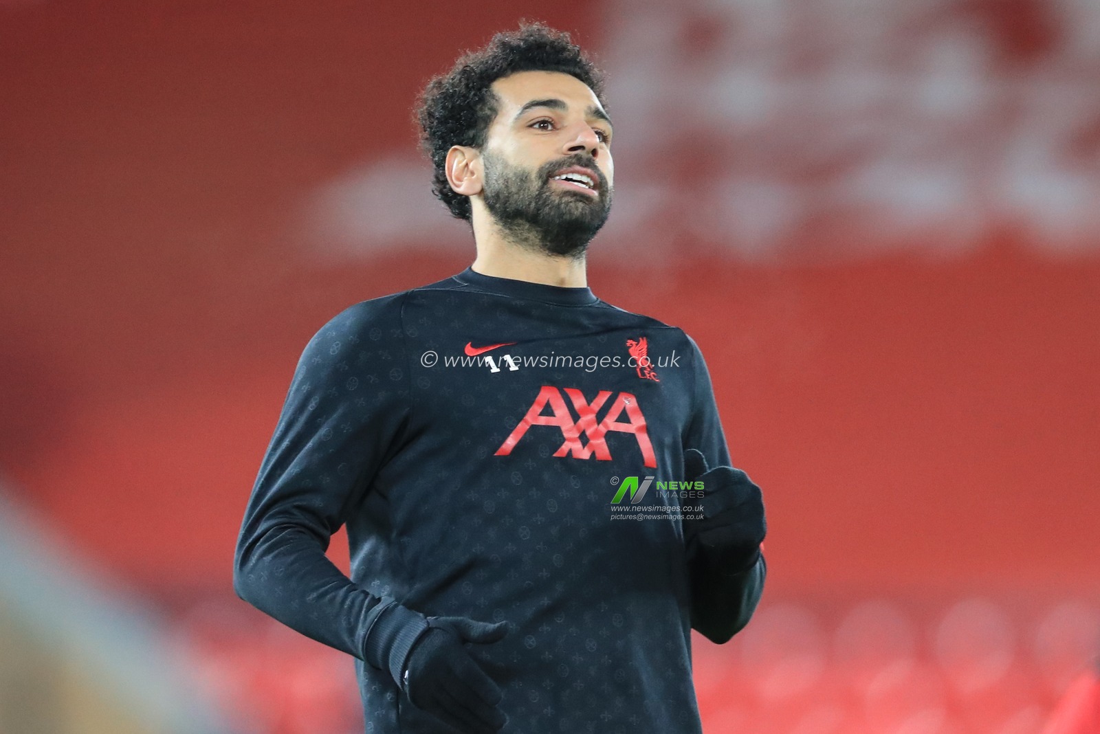 Mohamed Salah #11 of Liverpool during the pre-game warmup