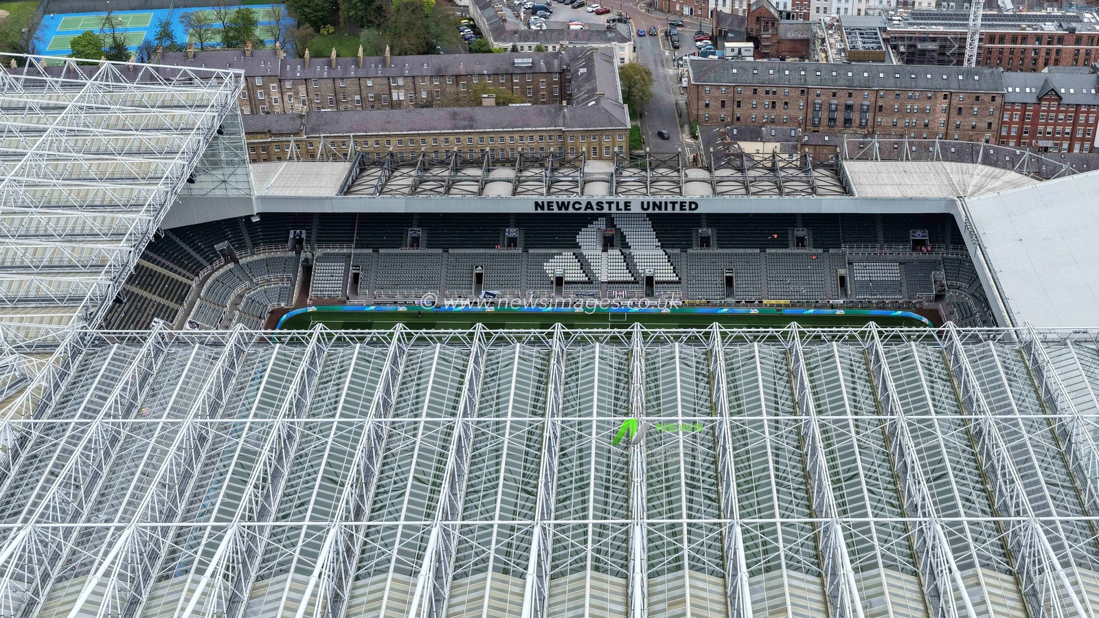 An aerial view of St James’ Park during the Premier League match Newcastle Untied vs Bournemouth at St. James's Park, Newcastle, United Kingdom on 18 April 2026

(Photo by Mark Cosgrove/News Images)