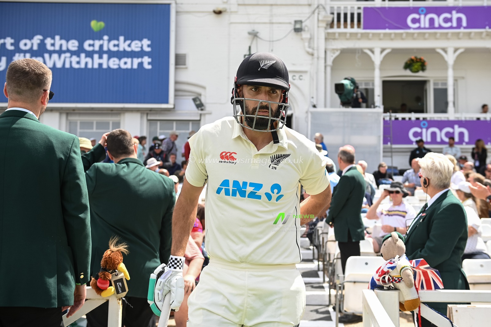 Daryl Mitchell of New Zealand heads back out after lunch during day 2 of the 2nd Test between the New Zealand Blackcaps and England at Trent Bridge Cricket Ground, Nottingham, England on Saturday 11 June 2022.
New Zealand tour of England 2022.
 Â© Craig Thomas / www.photosport.nz