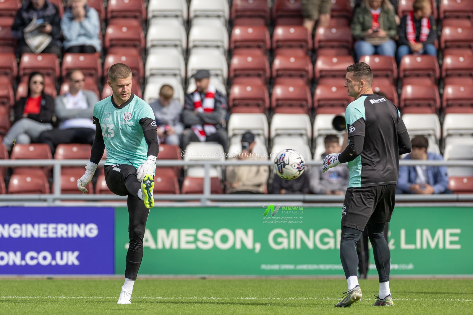 Ben Killip #23 of Barnsley and Liam Roberts #1 of Barnsley in the pregame warmup session during the Sky Bet League 1 match Northampton Town vs Barnsley at Sixfields Stadium, Northampton, United Kingdom, 23rd September 2023

(Photo by Mark Cosgrove/News Images)