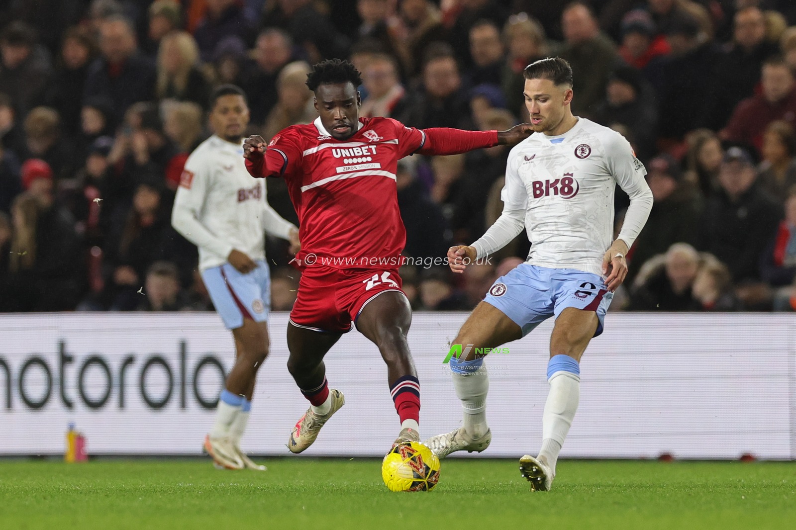 Alex Bangura of Middlesbrough and Matty Cash of Aston Villa battle for the ball during the Emirates FA Cup Third Round match Middlesbrough vs Aston Villa at Riverside Stadium, Middlesbrough, United Kingdom, 6th January 2024

(Photo by Mark Cosgrove/News Images)