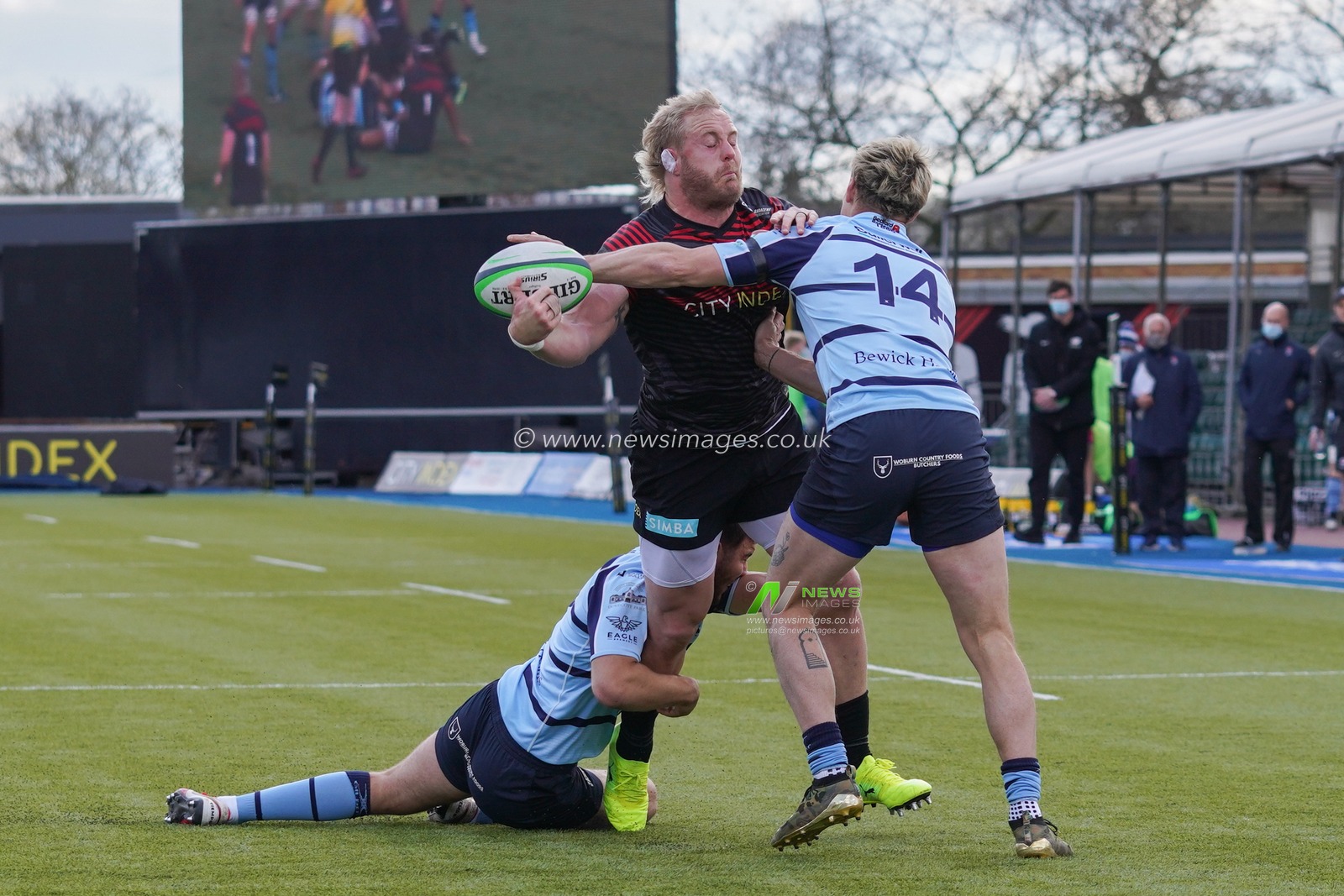 Vincent Koch #3 of Saracens loses the ball close the try line