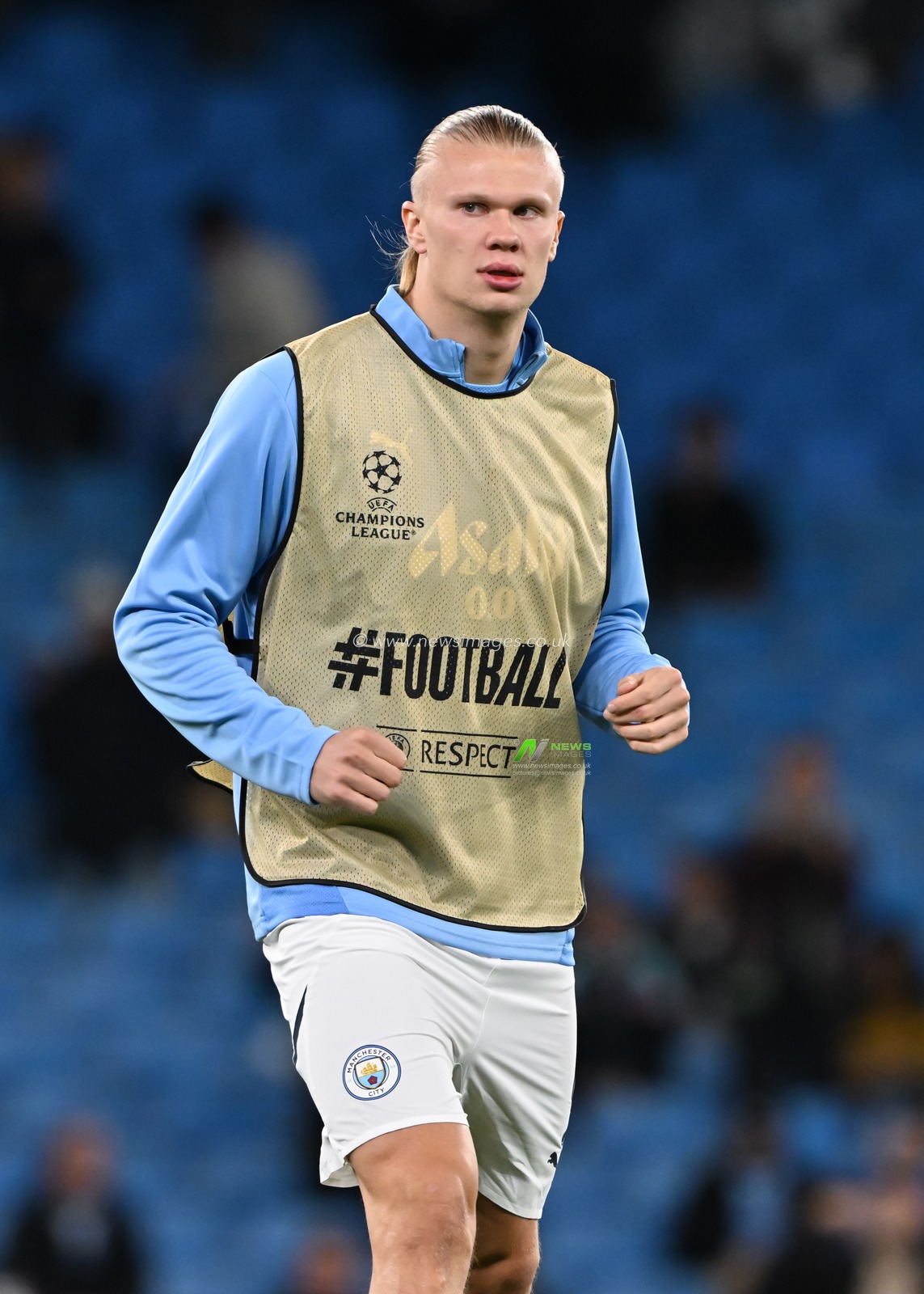 Erling Haaland of Manchester City warms up ahead of the UEFA Champions League, League Stage Manchester City v Sparta Prague at Etihad Stadium, Manchester, United Kingdom, 23rd October 2024

(Photo by Cody Froggatt/News Images)