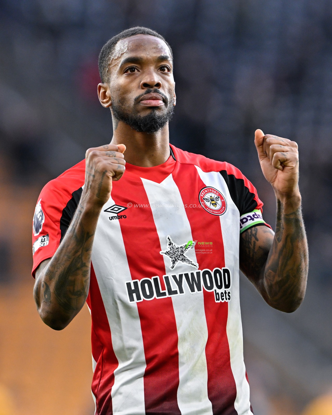 Ivan Toney of Brentford celebrates the full time result, during the Premier League match Wolverhampton Wanderers vs Brentford at Molineux, Wolverhampton, United Kingdom, 10th February 2024

(Photo by Cody Froggatt/News Images)