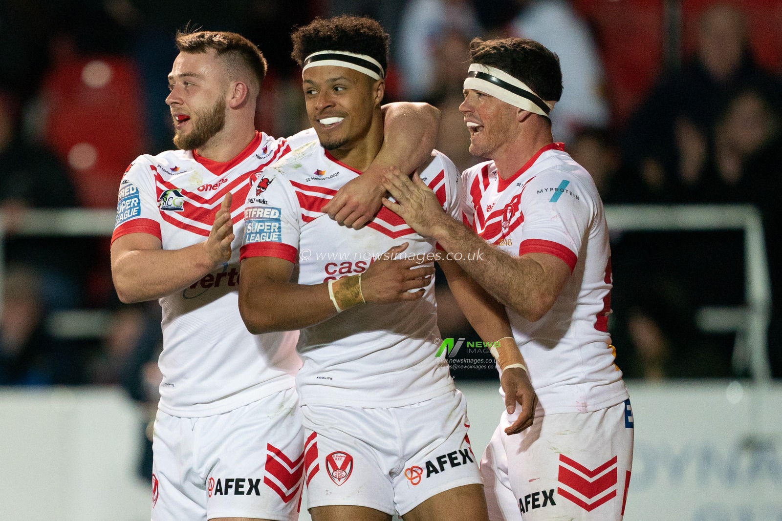 St. Helens's Regan Grace celebrates scoring his sides fifth try

12th April 2019 , Totally Wicked Stadium, St Helens, England;  Betfred Super League, Round 10, St Helens vs Warrington Wolves

Credit: Terry Donnelly/News Images