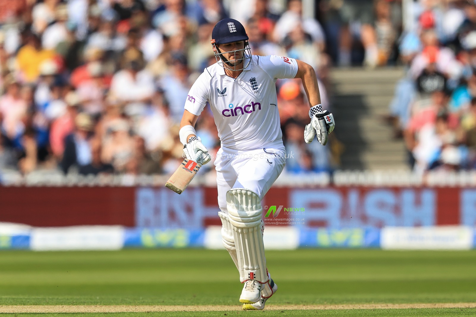 Alex Lees of England runs between the wickets