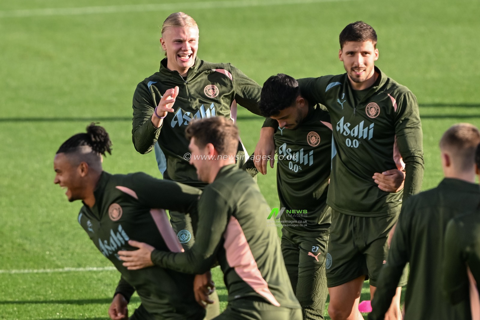 Erling Haaland of Manchester City all smiles during the Manchester City UEFA Champions League training session at Joie Stadium, Manchester, United Kingdom, 22nd October 2024

(Photo by Cody Froggatt/News Images)