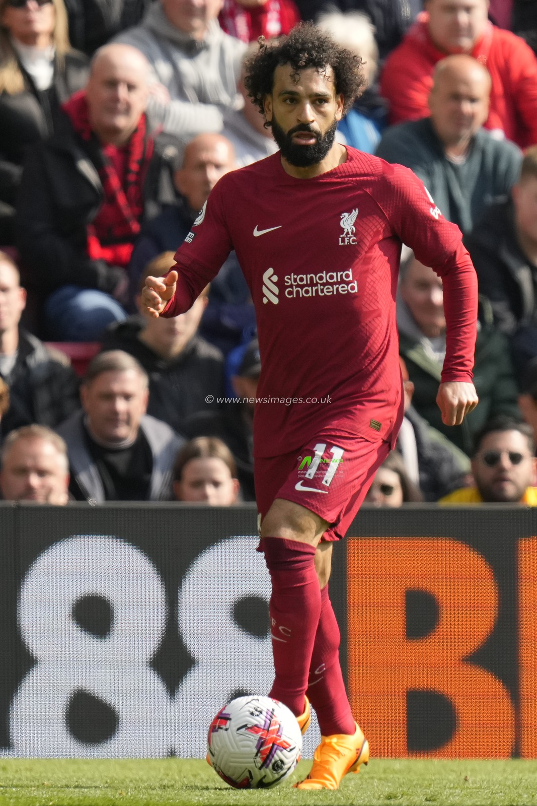 Mohamed Salah #11 of Liverpool during the Premier League match Liverpool vs Nottingham Forest at Anfield, Liverpool, United Kingdom, 22nd April 2023

(Photo by Steve Flynn/News Images)
