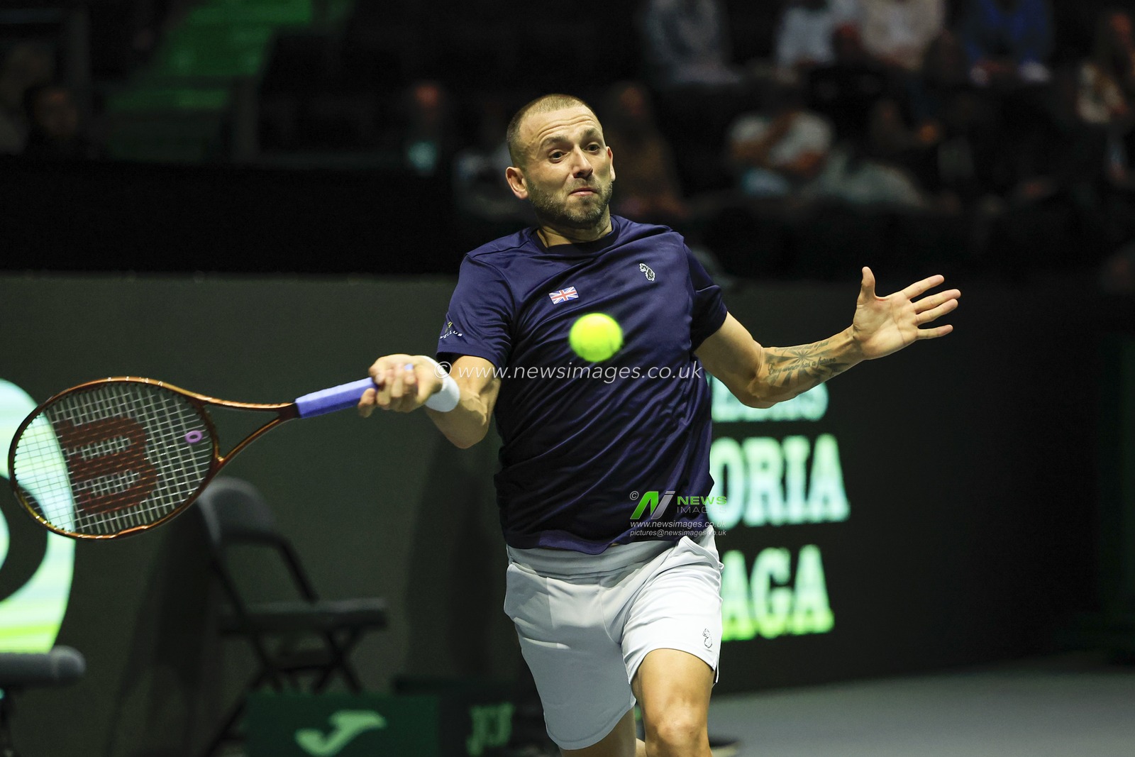 Daniel Evans (GBR) in action during the Davis Cup match Great Britain vs Australia at Manchester AO Arena, Manchester, United Kingdom, 13th September 2023

(Photo by Conor Molloy/News Images)