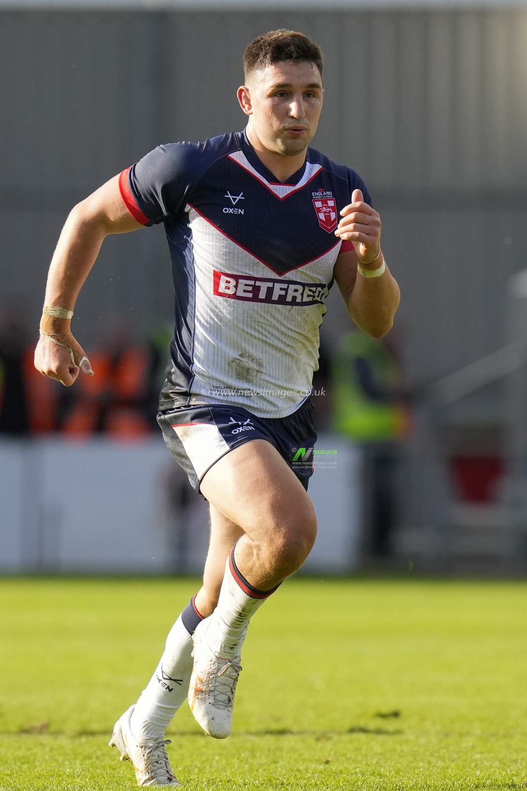 Victor Radley #13 of England during the Rugby League International match England vs Tonga at Totally Wicked Stadium, St Helens, United Kingdom, 22nd October 2023

(Photo by Steve Flynn/News Images)