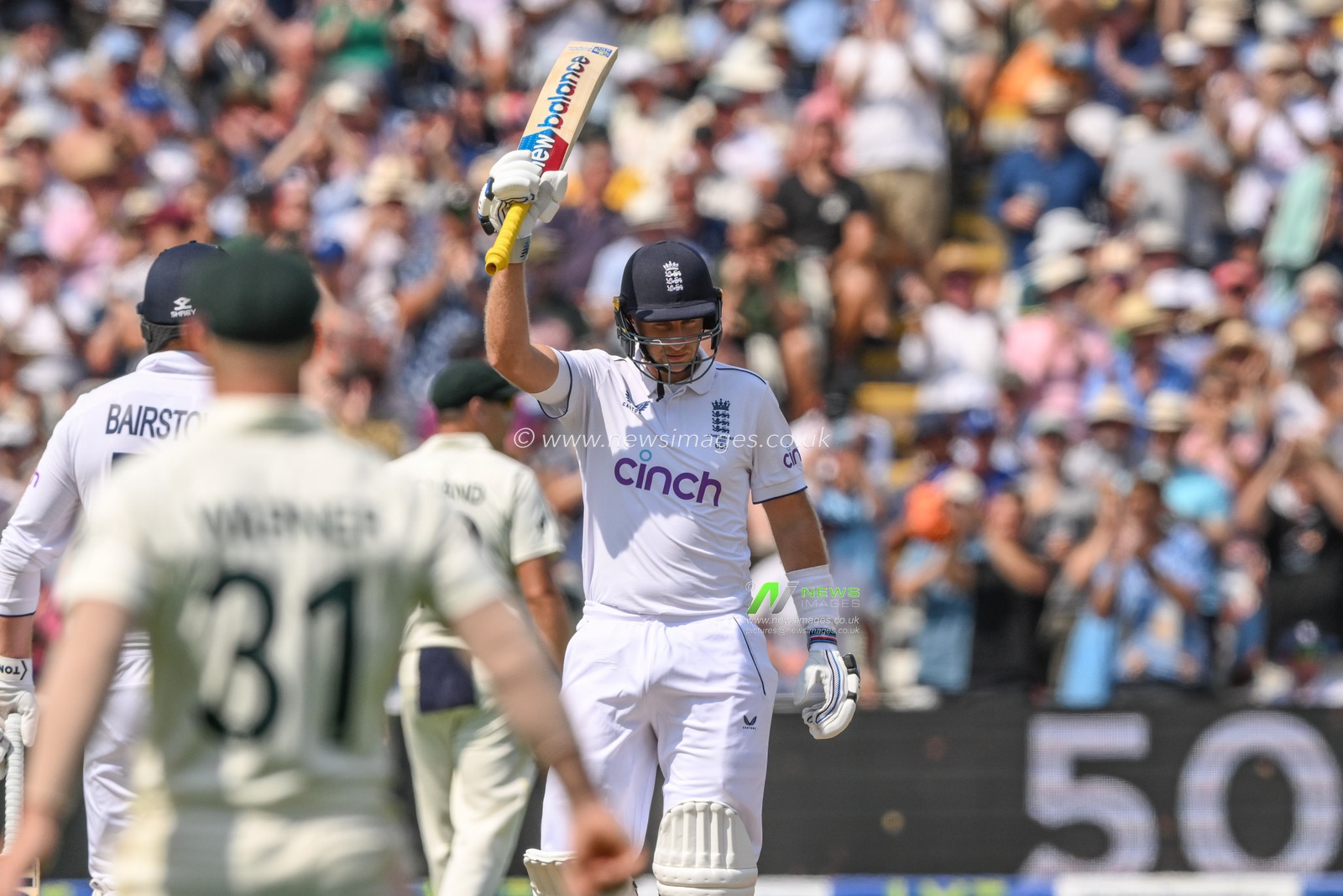 Joe Root of England celebrates a half century (50 runs) during the LV= Insurance Ashes First Test Series Day 1 England vs Australia at Edgbaston, Birmingham, United Kingdom, 16th June 2023

(Photo by Craig Thomas/News Images)