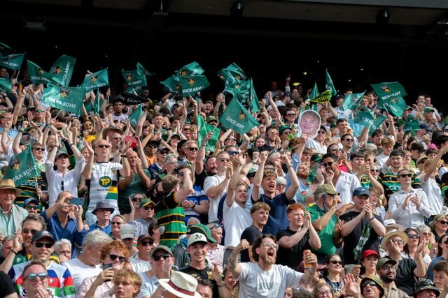 Northampton Saints fans celebrating during the Gallagher PREM Final match Northampton Saints vs Exeter Chiefs at Allianz Stadium, Twickenham, United Kingdom on 20 June 2026.

(Photo by Alex Williamson/News Images)