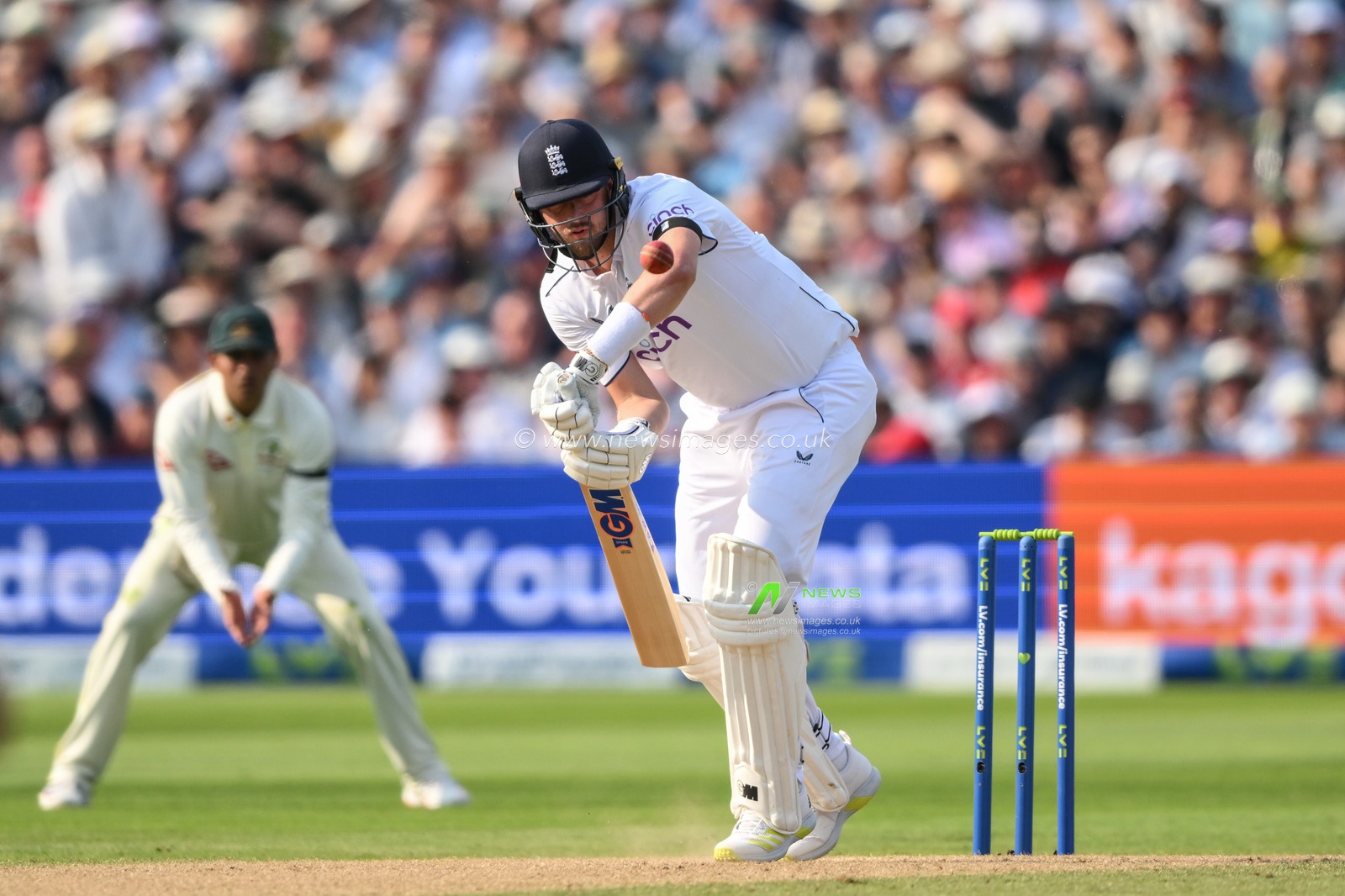 Ollie Robinson of England plays a shot during the LV= Insurance Ashes First Test Series Day 1 England vs Australia at Edgbaston, Birmingham, United Kingdom, 16th June 2023

(Photo by Craig Thomas/News Images)