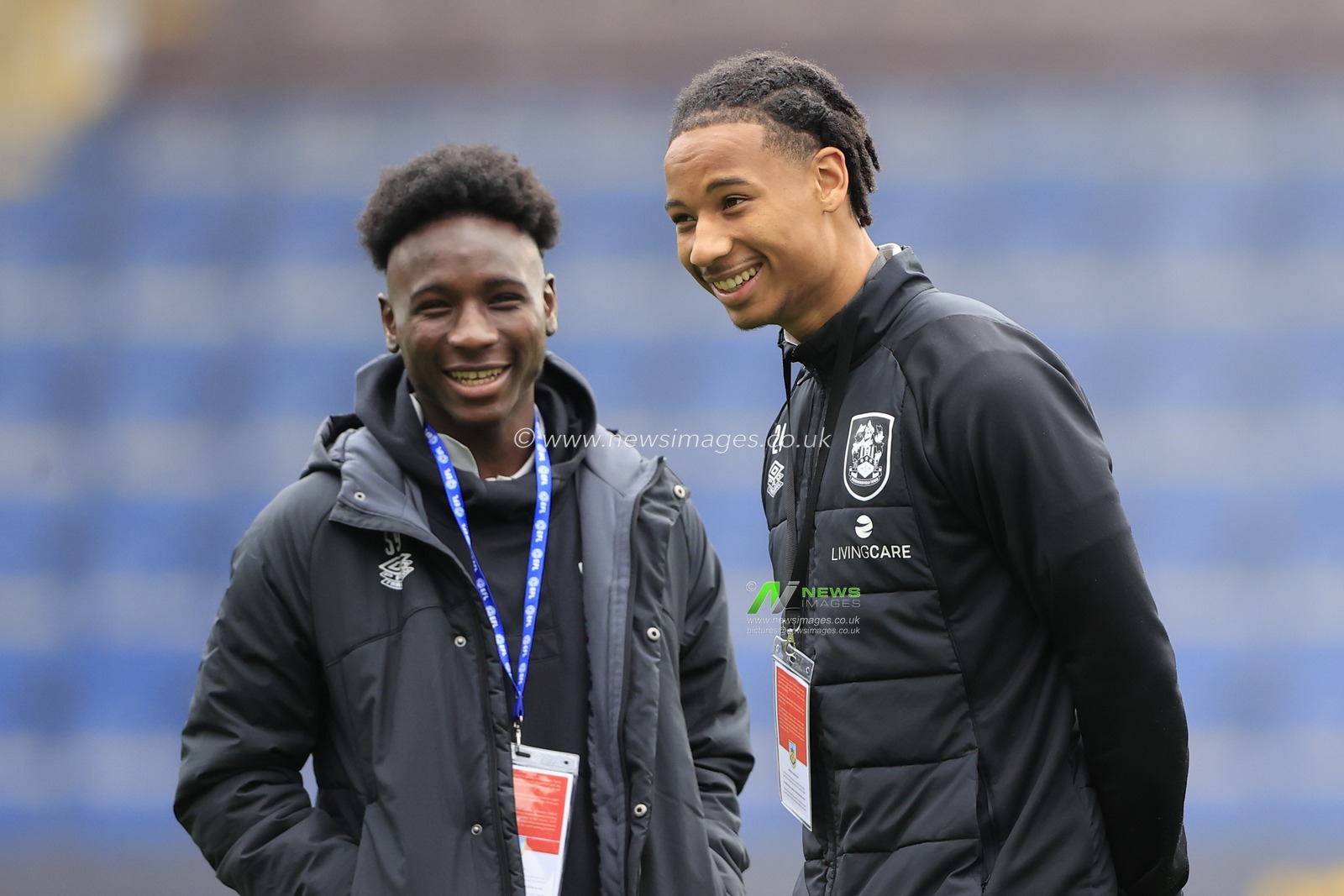 David Kasumu #18 and Brahima Diarra #35 of Huddersfield Town during the pitch inspection ahead of the Sky Bet Championship match Burnley vs Huddersfield Town at Turf Moor, Burnley, United Kingdom, 25th February 2023

(Photo by Conor Molloy/News Images)