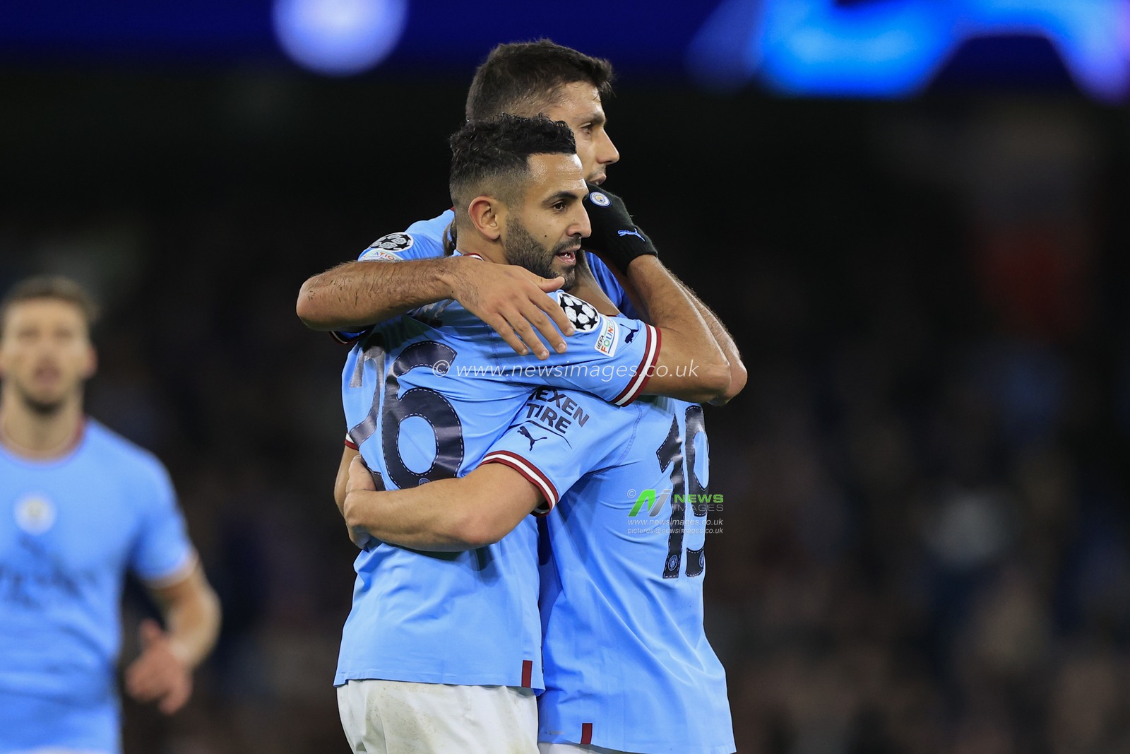 Riyad Mahrez #26 of Manchester City celebrates scoring to make it 3-1 during the UEFA Champions League match Manchester City vs Sevilla at Etihad Stadium, Manchester, United Kingdom, 2nd November 2022

(Photo by Conor Molloy/News Images)