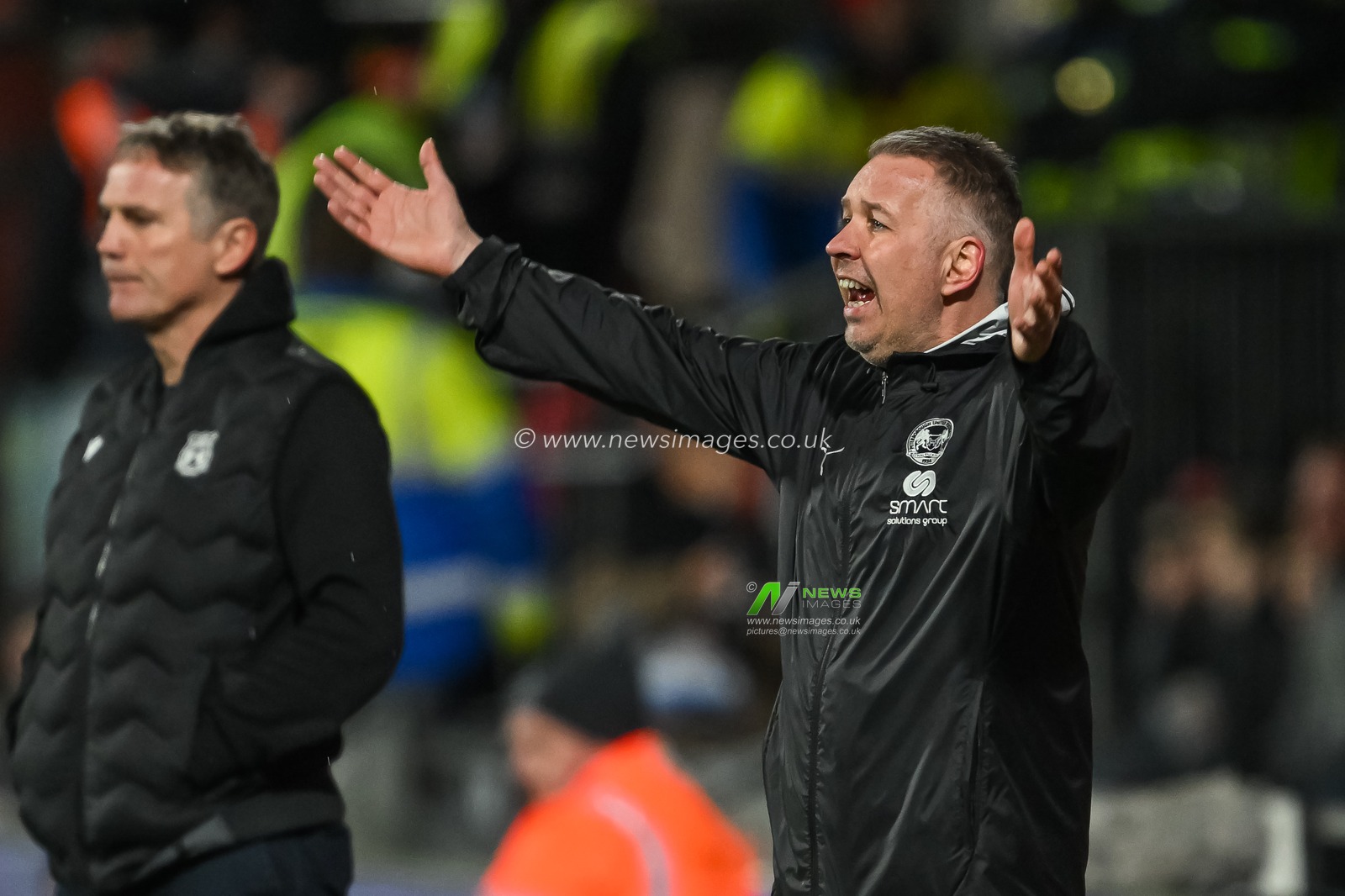 Darren Ferguson Manager of Peterborough United reacts during the The Vertu Trophy Semi-finals Wrexham vs Peterborough United at SToK Cae Ras, Wrexham, United Kingdom, 26th February 2025

(Photo by Craig Thomas/News Images)