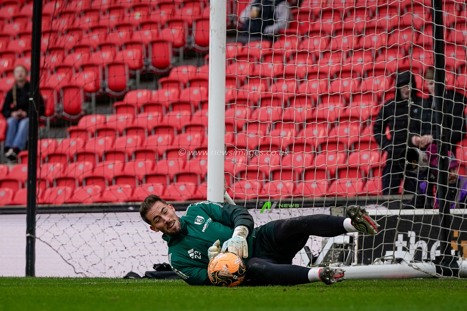 Fulham goalkeeper Benjamin Lecomte in the pregame warmup session  during the Emirates FA Cup 4th Round  match Stoke City vs Fulham at Bet365 Stadium, Stoke On Trent, United Kingdom on 15 February 2026

(Photo by Maynard Manyowa/News Images)