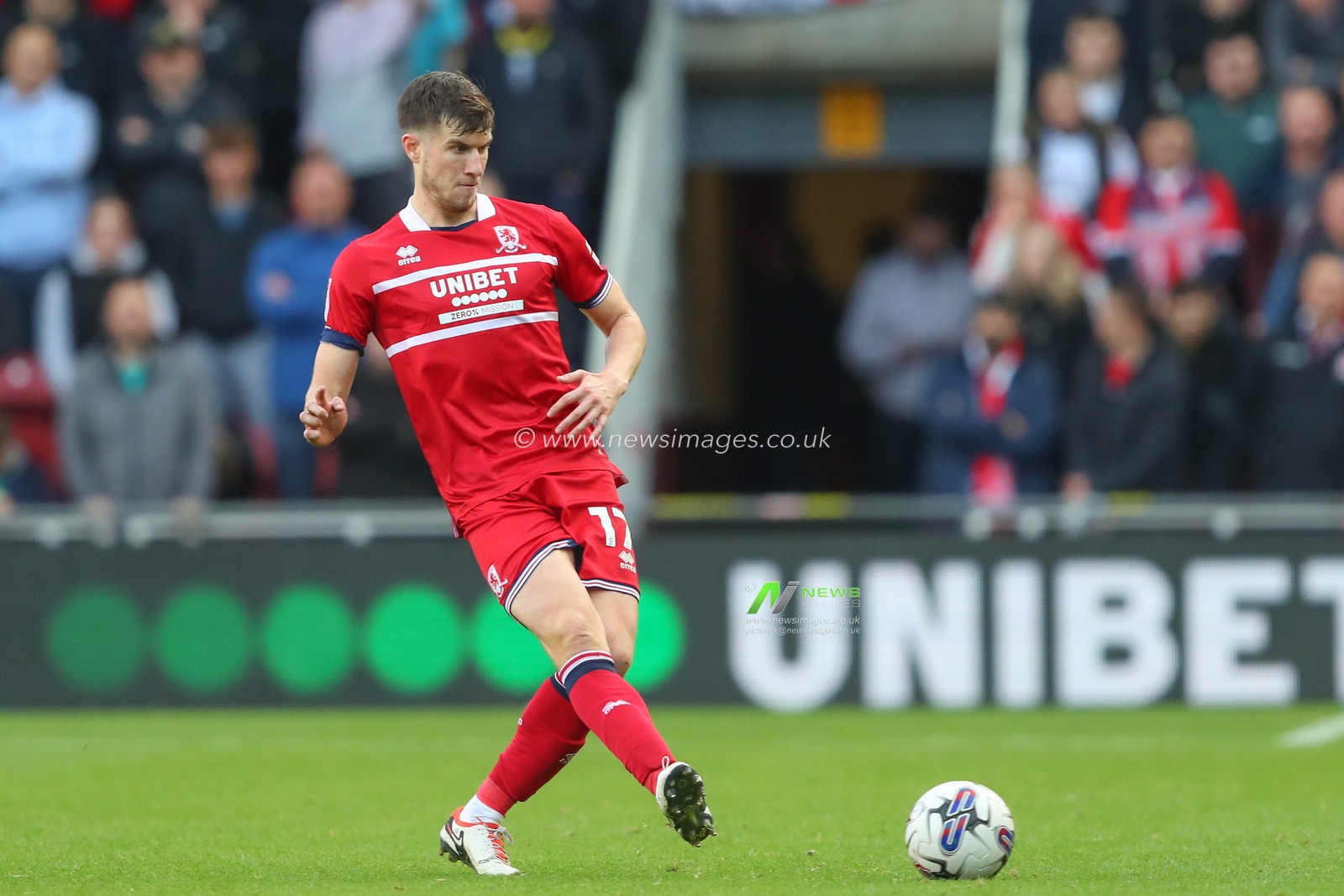 Paddy McNair #17 of Middlesbrough passes the ball during the Sky Bet Championship match Middlesbrough vs Birmingham City at Riverside Stadium, Middlesbrough, United Kingdom, 21st October 2023

(Photo by Gareth Evans/News Images)