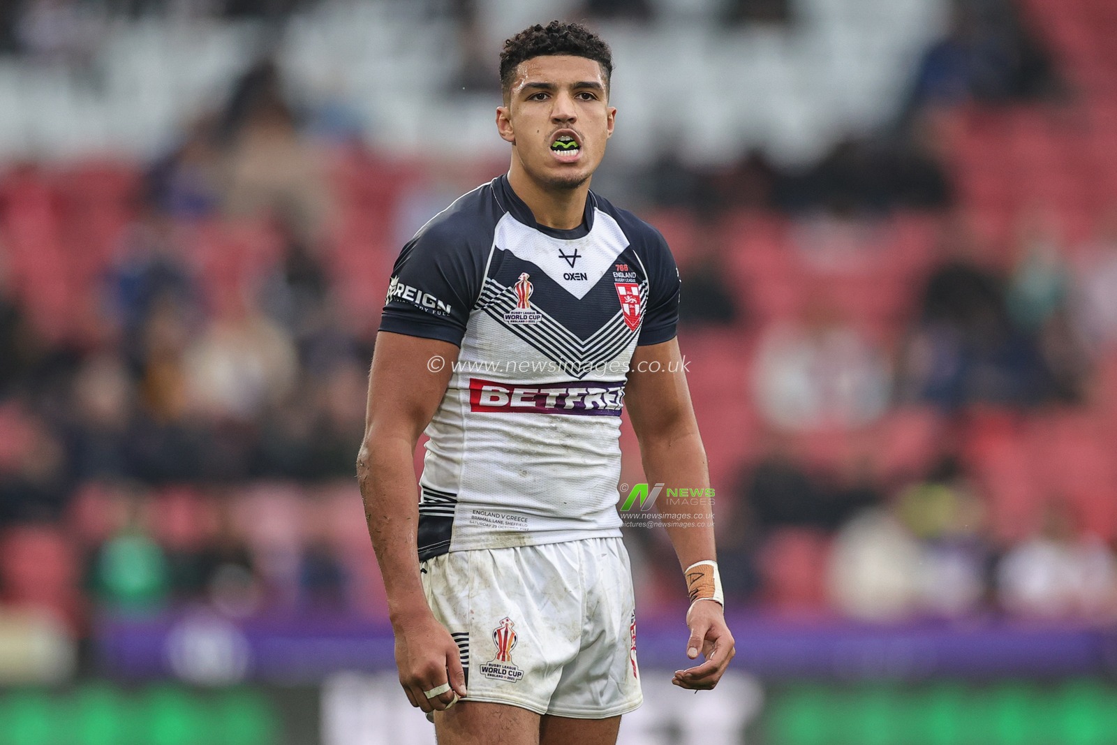 Kai Pearce-Paul of England during the Rugby League World Cup 2021 match England vs Greece at Bramall Lane, Sheffield, United Kingdom, 29th October 2022

(Photo by Mark Cosgrove/News Images)