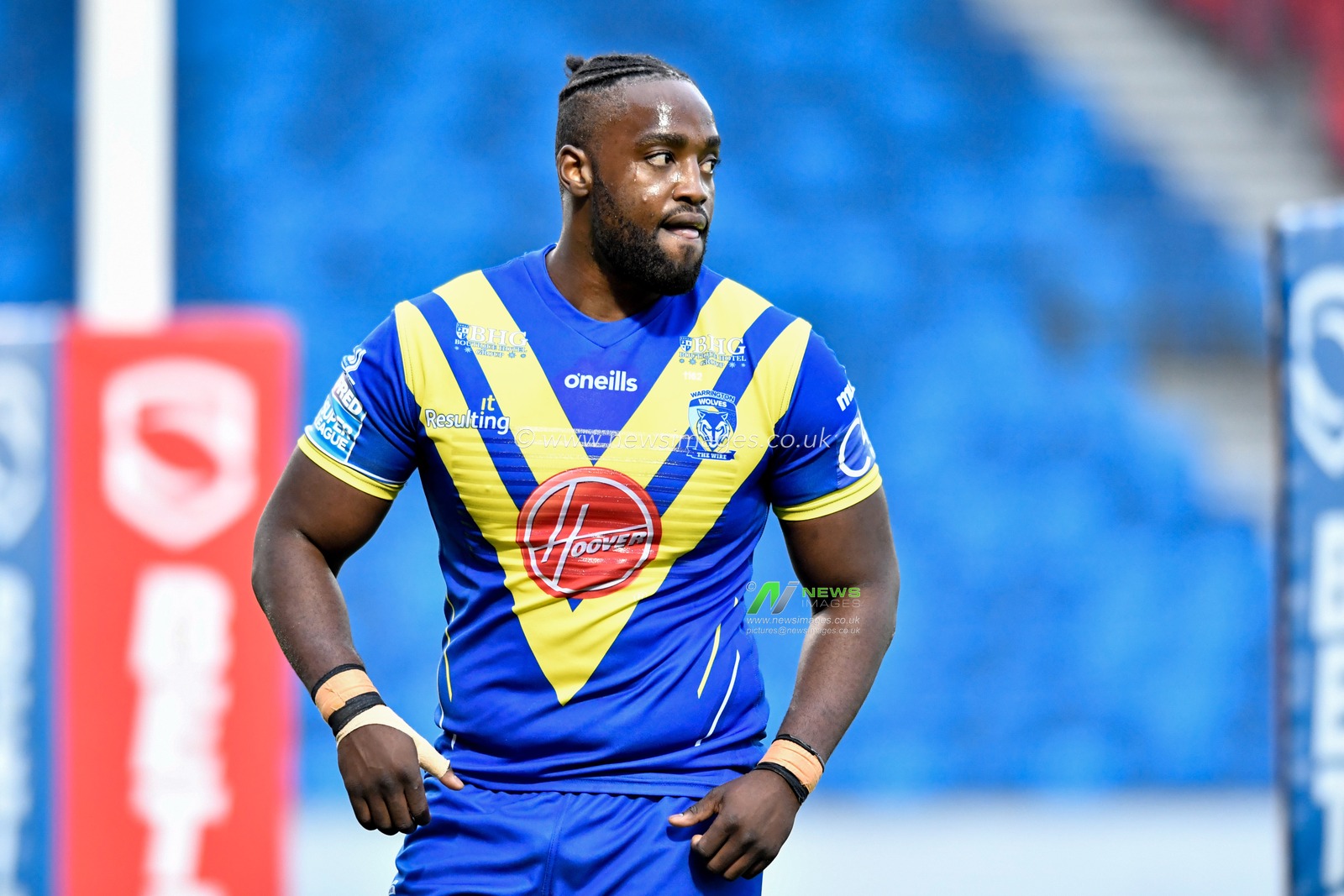 Samuel Kibula (25) of Warrington Wolves in action during the game