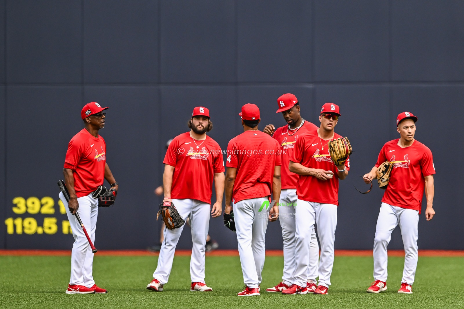 St. Louis Cardinals players during the 2023 MLB London Series Workout Day for St. Louis Cardinals and Chicago Cubs at London Stadium, London, United Kingdom, 23rd June 2023

(Photo by Craig Thomas/News Images)