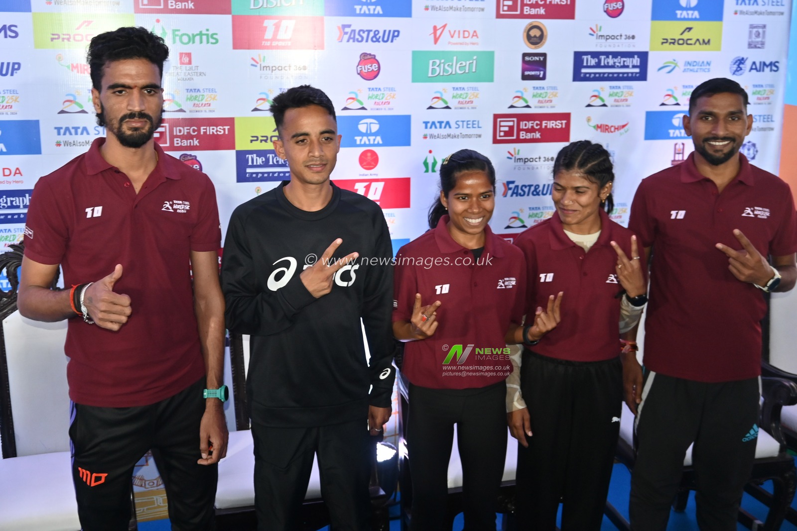 Indian athletes Gulveer Singh ,Sawan Barwal ,Lily Das,Sanjivani Jadhav ,Abhishek Pal at the Media Conferences  Tata Steel World 25k Kolkata Ã¢â‚¬â€œ 2024 in Kolkata,India on December 13,2024,Pictures by  Debajyoti Chakraborty.(Photo: Debajyoti Chakraborty/News Images)