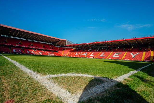A general view of the pitch and stands during the Nigeria vs Zimbabwe Unity Cup 2026 semi-final match at The Valley in Charlton, London, England on Tuesday, May 26, 2026.