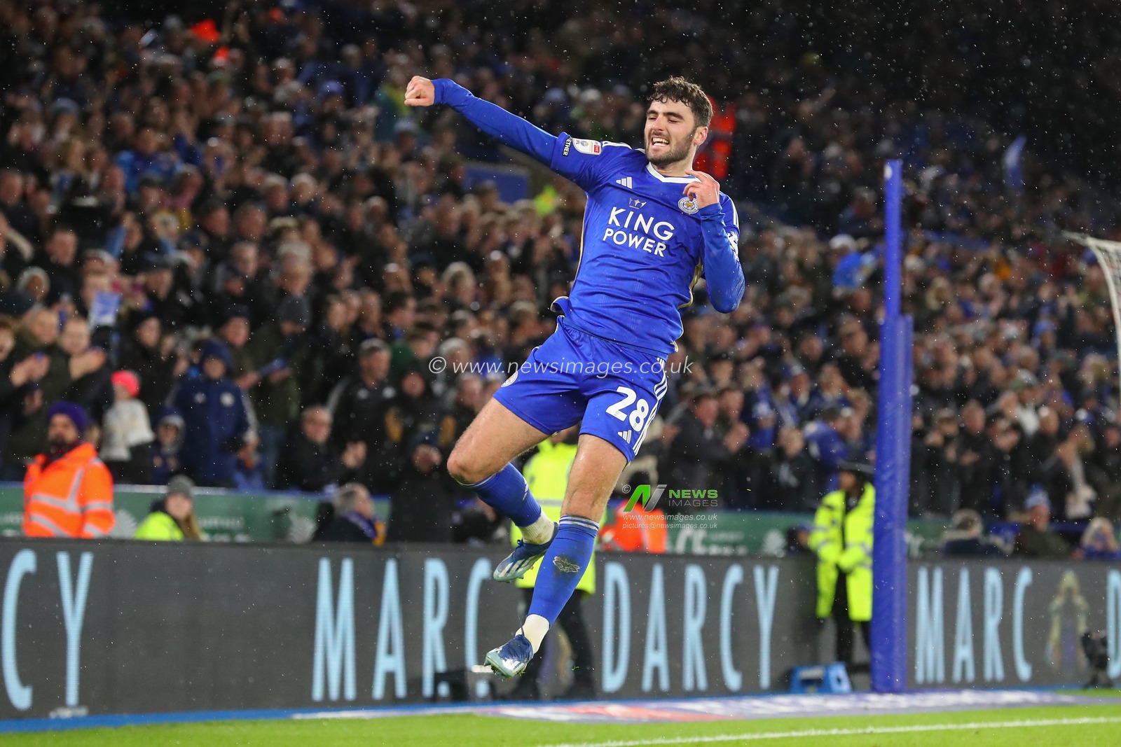 Tom Cannon of Leicester City celebrates his goal to make it 3-0 during the Sky Bet Championship match Leicester City vs Huddersfield Town at King Power Stadium, Leicester, United Kingdom, 1st January 2024

(Photo by Gareth Evans/News Images)