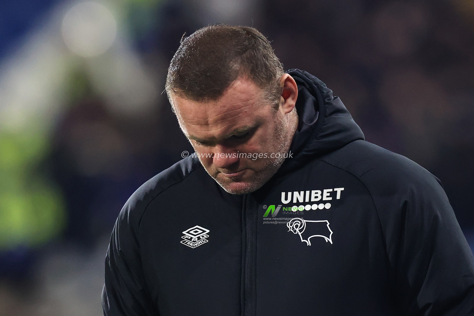 Wayne Rooney manager of Derby County looks dejected as his side are losing 2-0