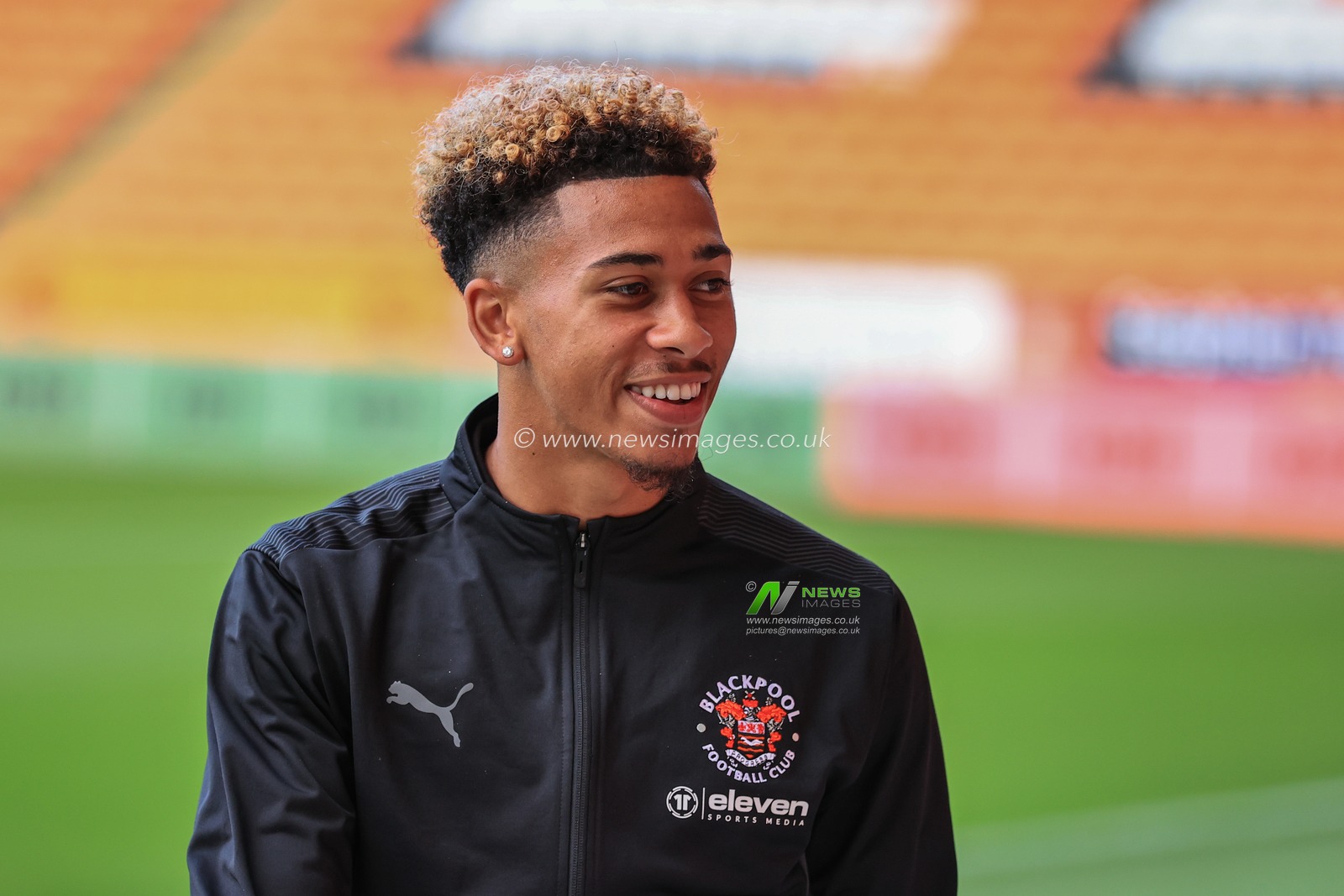 Jordan Gabriel #4 Of Blackpool arrives at Bloomfield Road