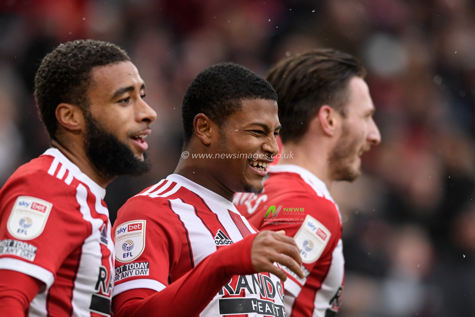 Rhian Brewster #7 of Sheffield United celebrates scoring a goal to make it 1-0