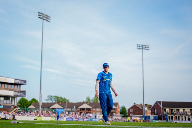 Martin Andersson fields during the Vitality Blast T20 match between Derbyshire Falcons and Durham Cricket at The Central Co-Op County Ground, Derby, United Kingdom on 22 May 2026

(Photo by Maynard Manyowa/News Images)