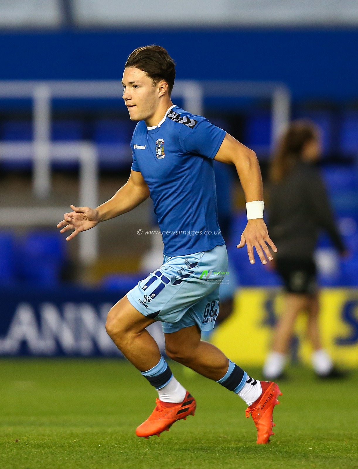 Callum Oâ€™Hare of Coventry City warms up ahead of the game against QPR.