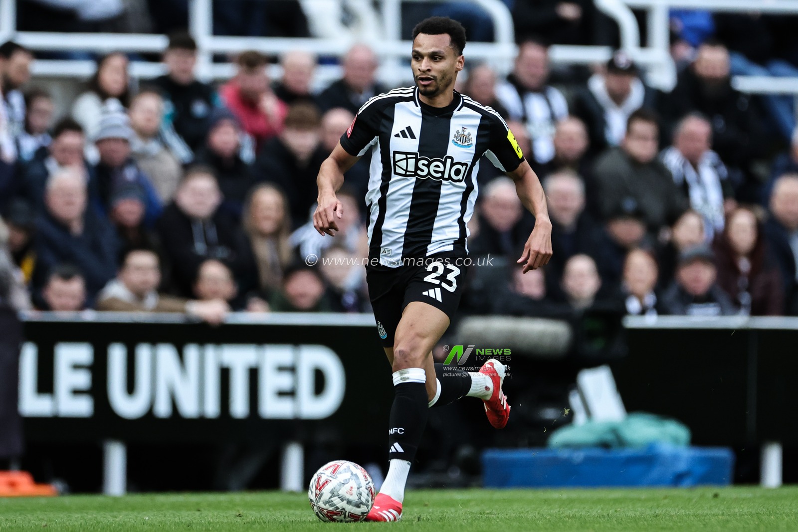Jacob Murphy of Newcastle United goes forward with the ball during the Emirates FA Cup 5th Round Newcastle United vs Brighton and Hove Albion at St. James's Park, Newcastle, United Kingdom, 2nd March 2025

(Photo by Mark Cosgrove/News Images)