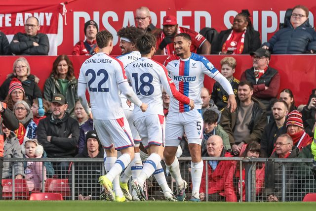 Maxence Lacroix of Crystal Palace celebrates his goal to make it 0-1 during the Premier League match Manchester United vs Crystal Palace at Old Trafford, Manchester, United Kingdom on 01 March 2026

(Photo by Mark Cosgrove/News Images)