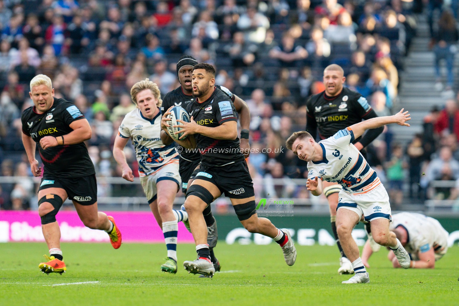 Andy Christie #20 of Saracens in action during the game