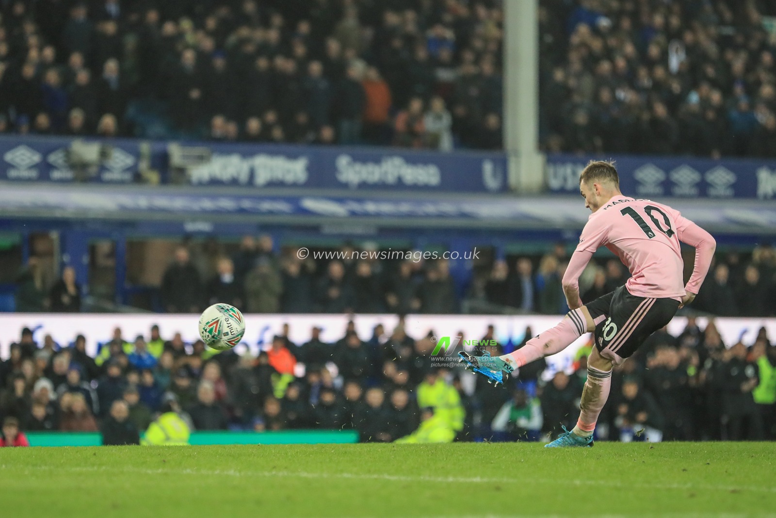 18th December 2019, Goodison Park, Liverpool, England; Carabao Cup, Everton v Leicester City : 
James Maddison (10) of Leicester City misses his penalty 
Credit: Mark Cosgrove/News Images