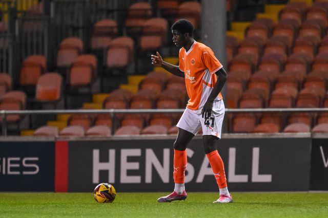 Terry Bondo of Blackpool during the Vertu Trophy match Blackpool vs Aston Villa U21 at Bloomfield Road, Blackpool, United Kingdom, 17th December 2024

(Photo by Craig Thomas/News Images)