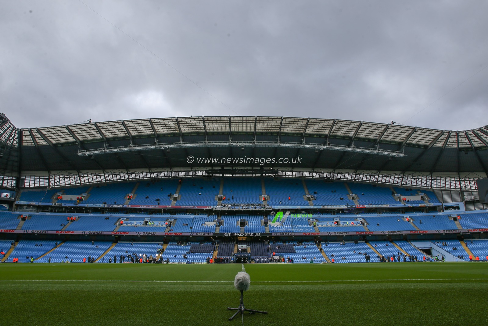 A general view inside of the Etihad Stadium, home of Manchester City ahead o the Premier League match Manchester City vs Liverpool at Etihad Stadium, Manchester, United Kingdom, 1st April 2023

(Photo by Gareth Evans/News Images)