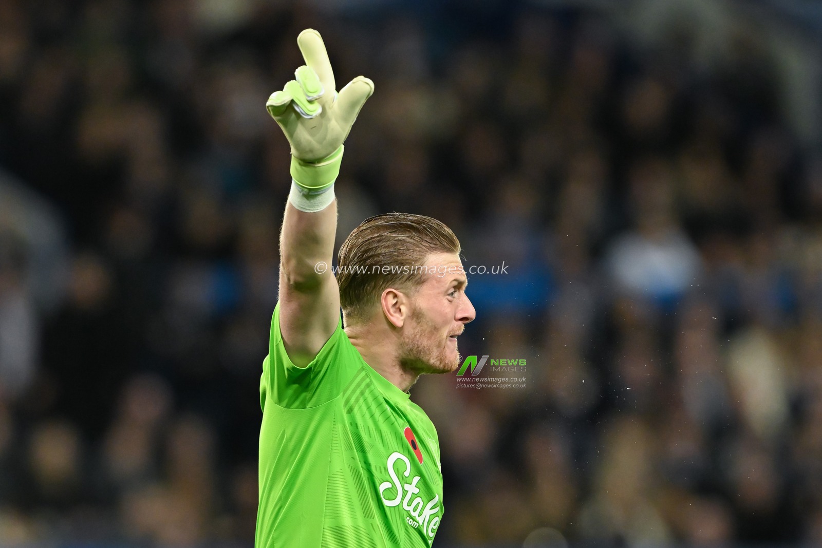 Jordan Pickford of Everton instructs during the Premier League match Everton vs Fulham at Goodison Park, Liverpool, United Kingdom, 26th October 2024

(Photo by Cody Froggatt/News Images)