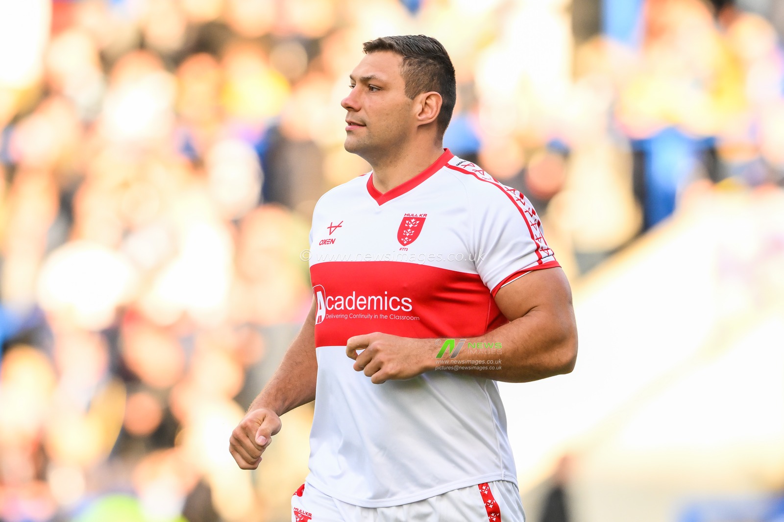 Ryan Hall #5 of Hull KR during pre match warm up ahead of the Betfred Super League Round 12 match Warrington Wolves vs Hull KR at Halliwell Jones Stadium, Warrington, United Kingdom, 12th May 2023

(Photo by Craig Thomas/News Images)