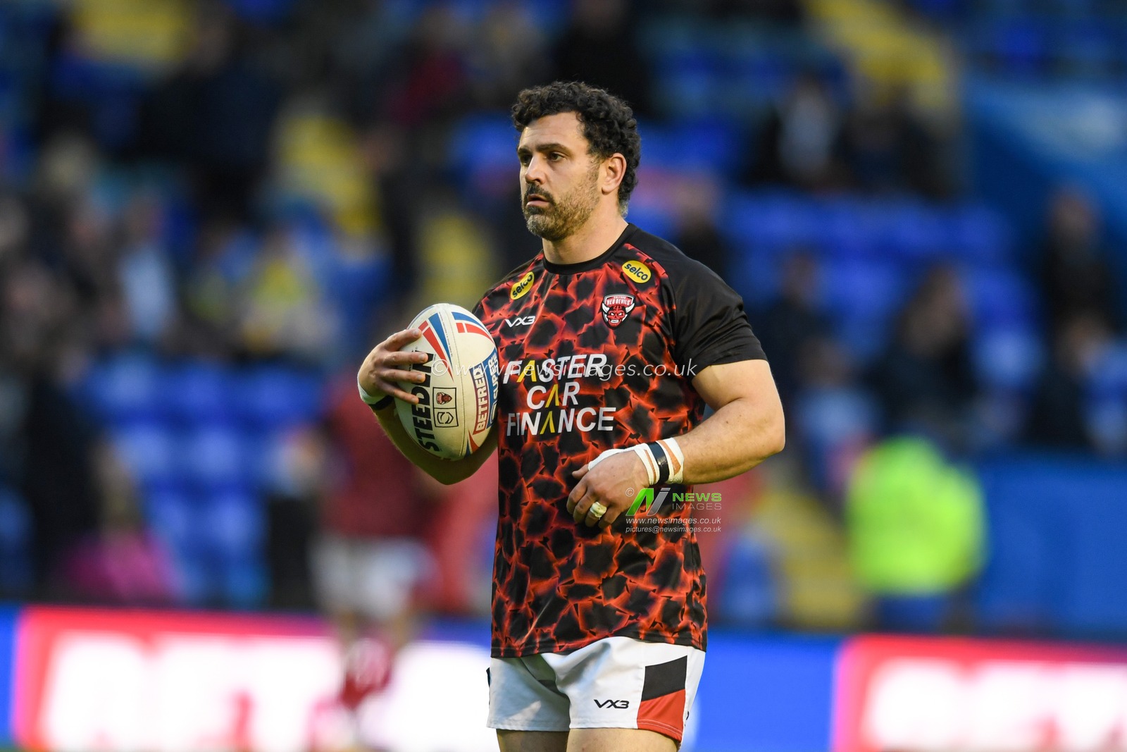 Rhys Williams #22 of Salford Red Devils during the warm up