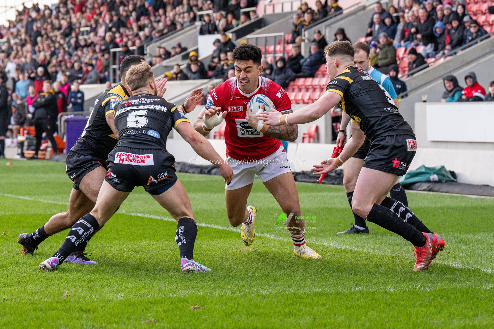 Tim Lafai of Salford Red Devils in action during the Betfred Super League match Salford Red Devils vs Castleford Tigers at Salford Community Stadium, Eccles, United Kingdom, 25th February 2024

(Photo by Craig Thomas/News Images)