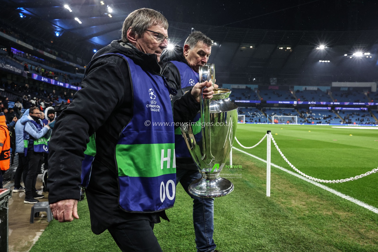 The Champions League Trophy during the UEFA Champions League Knockout Round Play-off Manchester City v Real Madrid at Etihad Stadium, Manchester, United Kingdom, 11th February 2025

(Photo by Mark Cosgrove/News Images)