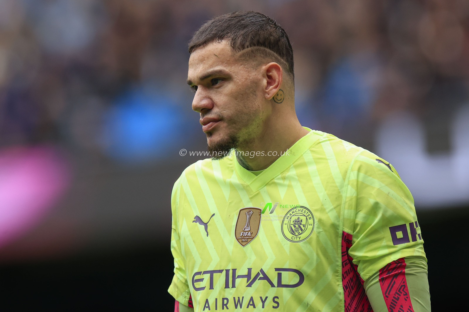 Ederson of Manchester City during the Premier League match Manchester City vs Everton at Etihad Stadium, Manchester, United Kingdom, 10th February 2024

(Photo by Conor Molloy/News Images)
