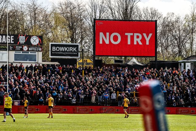 Wakefield Trinity fans celebrate as a Castleford try is ruled out after review during the Betfred Super League round 7 match Castleford Tigers vs Wakefield Trinity at OneBore Stadium, Castleford, Untied Kingdom on 05 April 2026

(Photo by Alfie Cosgrove/News Images)