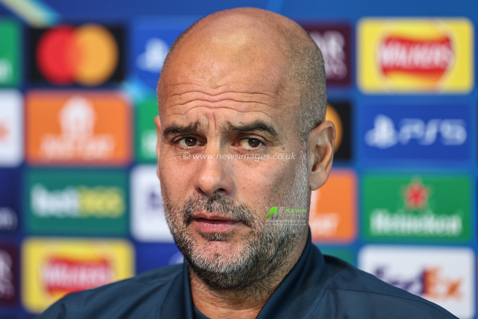 Pep Guardiola manager of Manchester City speaks in the pre-match press conference during the UEFA Champions League Manchester City v Inter Milan Press conference at Etihad Stadium, Manchester, United Kingdom, 17th September 2024

(Photo by Mark Cosgrove/News Images)