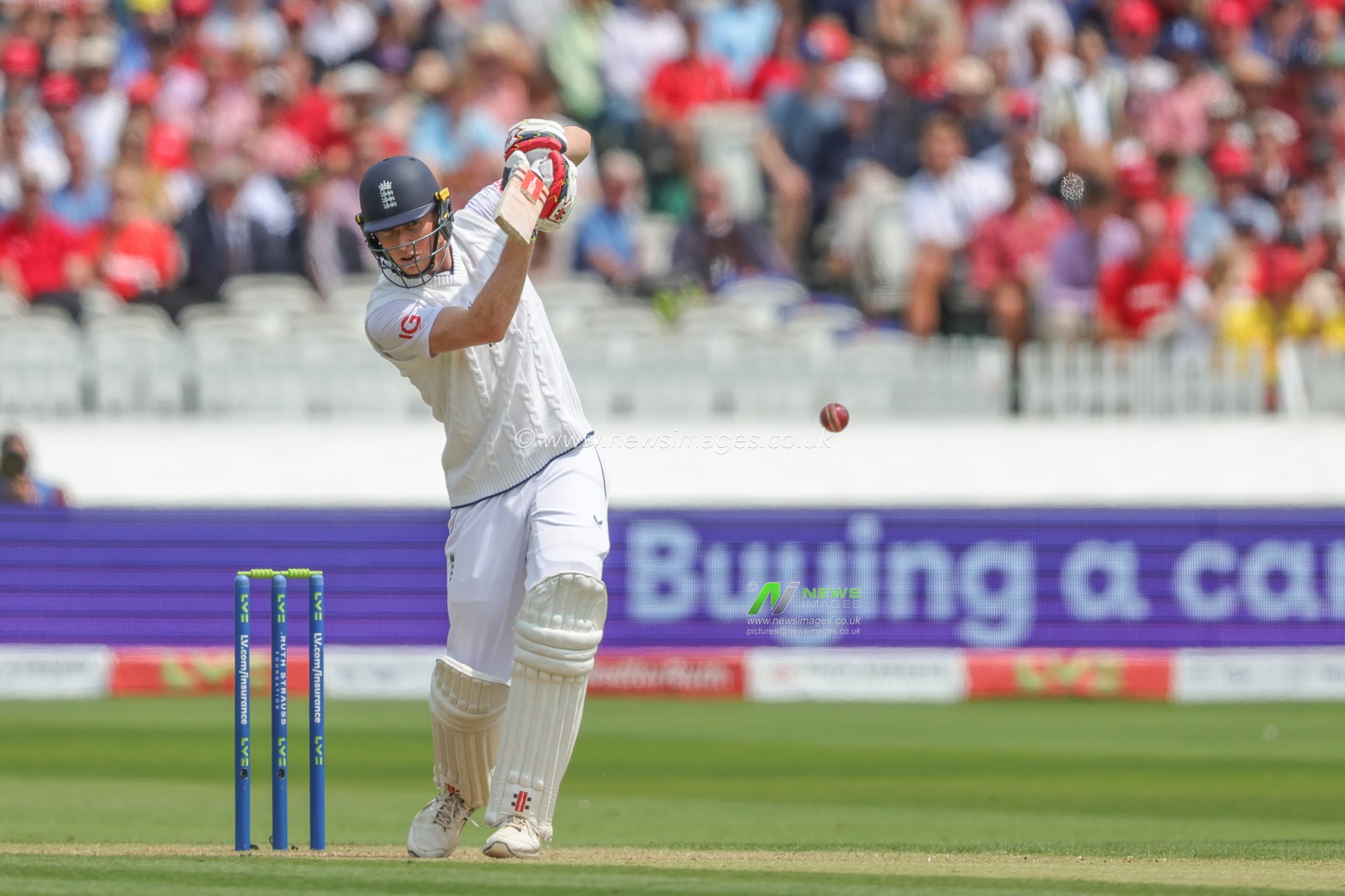 Zak Crawley of England drives the ball down the field to the boundary during the LV= Insurance Ashes Test Series Second Test Day 2 England v Australia at Lords, London, United Kingdom, 29th June 2023

(Photo by Mark Cosgrove/News Images)