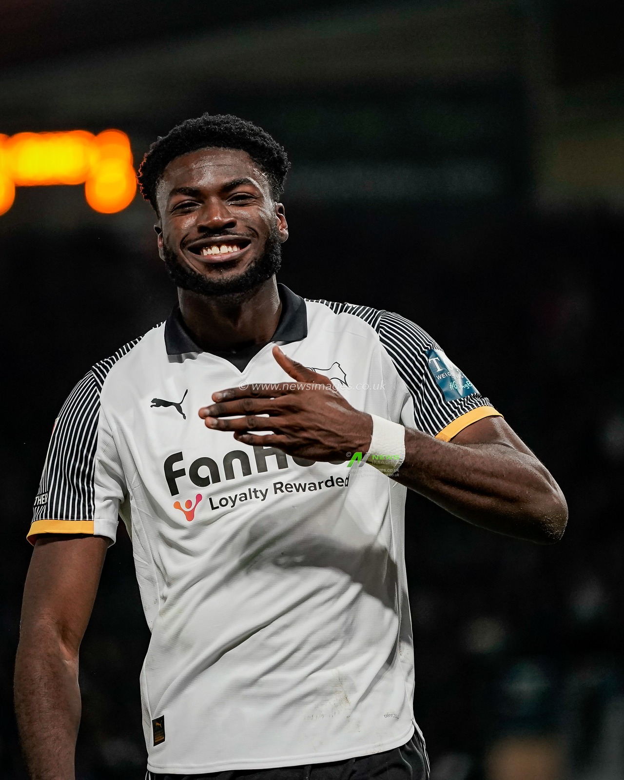 Patrick Agyemang of Derby County celebrates his goal to make it  1-0 during the Sky Bet Championship match Derby County vs West Bromwich Albion at Pride Park Stadium, Derby, United Kingdom on 23 January 2026

(Photo by Maynard Manyowa/News Images)